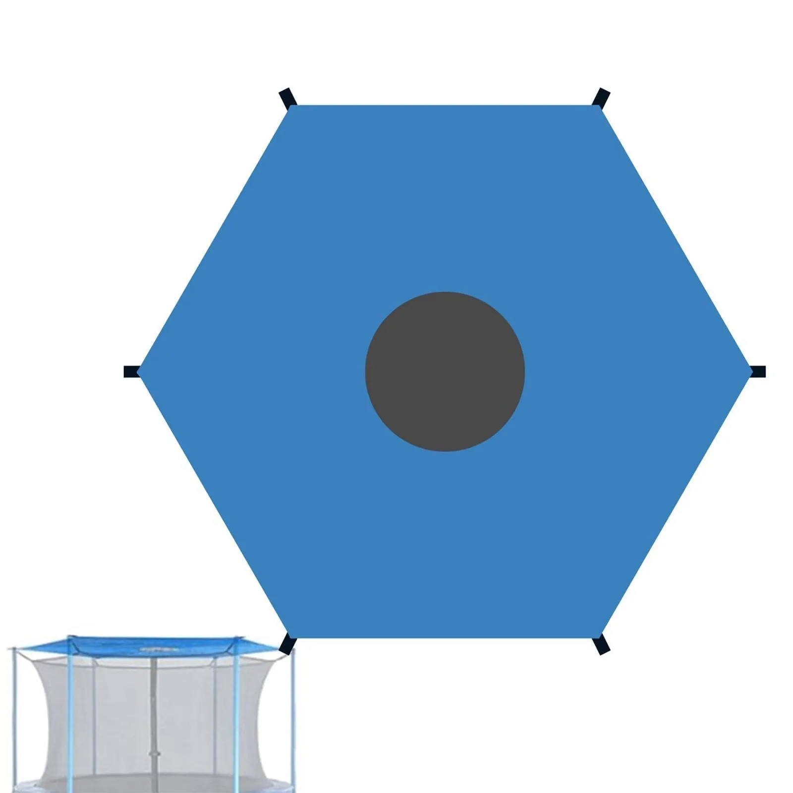 Trampoline Awning 14 Feet 6 Poles Sunshade Easy To Install Protective Trampoline Shade Accessories For Outdoor Backyard