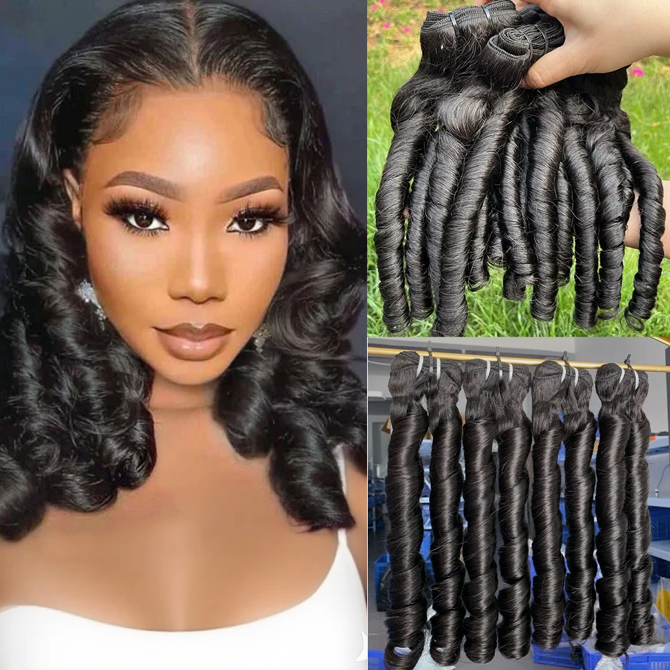 14-24 Inches Funmi Loose Wave Pixie Curly Human Hair Bundles Burmese Curly Hair Bundles Human Hair Raw Virgin Hair 1/3/4 PC 1