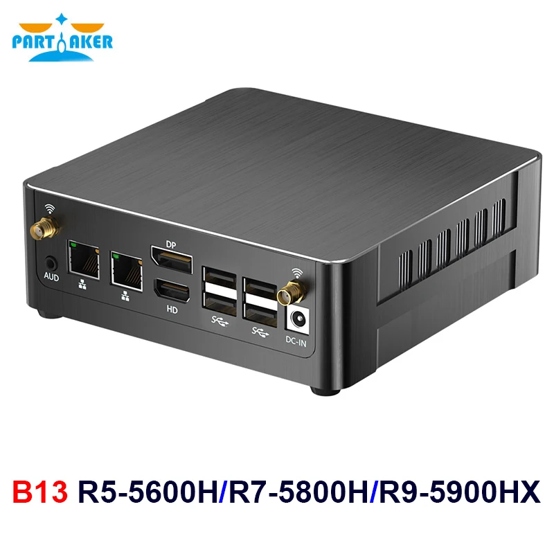 Mini Pc Amd Ryzen 5 5600H 7 5800H 9 5900Hx Pc Desktop Windows 11 2 Xddr4 Nvme 2Xnics 2.5G Hdmi2.0 Dp1.4 Pc Da Gioco Wifi6 Di Tipo C