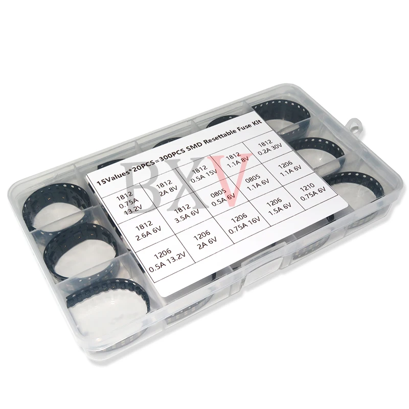 

15Values 300PCS/Set 1812 1206 0805 1210 0.7A 0.5A 0.2A 2A 1.1A 2.6A 3.5A SMD Resettable Fuse PPTC PolySwitch Self-Recovery