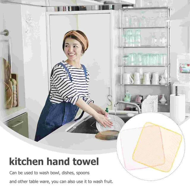 Hot Sale SUNLAND Household Netted Dish Cloths Washing Dishes Scrubber  Kitchen Mesh Dishcloth Fast Drying 6