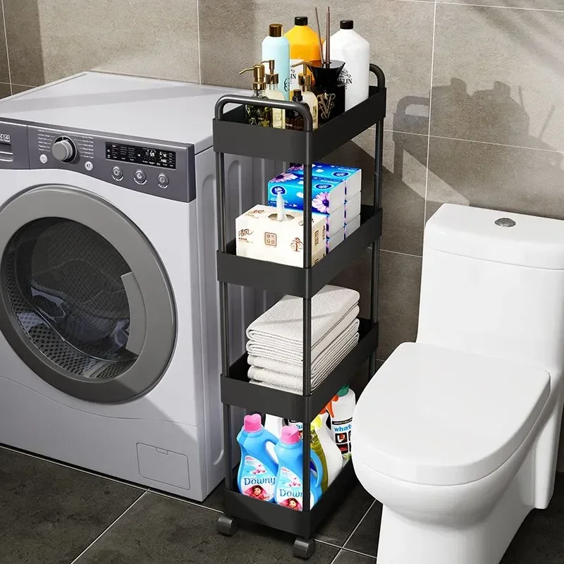 4 Floors Home Bathroom Mobile Storage Rack Beauty Salon Trolley Shelf Portable Clip-in Storage Rack Multi-Layer Snack Rack 4