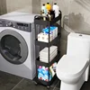 4 Floors Home Bathroom Mobile Storage Rack Beauty Salon Trolley Shelf Portable Clip-in Storage Rack Multi-Layer Snack Rack 4