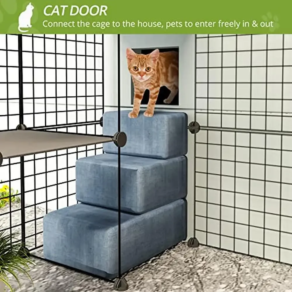 Large Enter Door Cat Cages Enclosure with Platforms 41L x 41W x 55H DIY Cat House Kennels Playpen Balcony Super Soft Sleeping