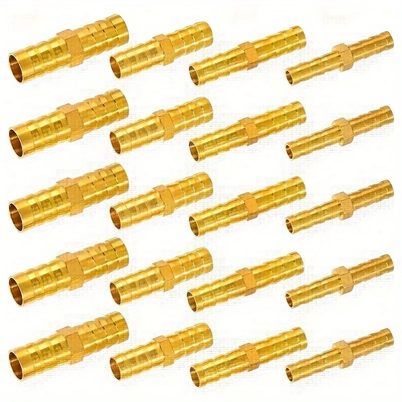 20 Stück Messing-Schlauchverbinder, universeller Widerhaken-Adapter für Luft-/Wasser-/Kraftstoff-/YouTube-Kabel – auslaufsicher, europäisches und amerikanisches Gewinde S