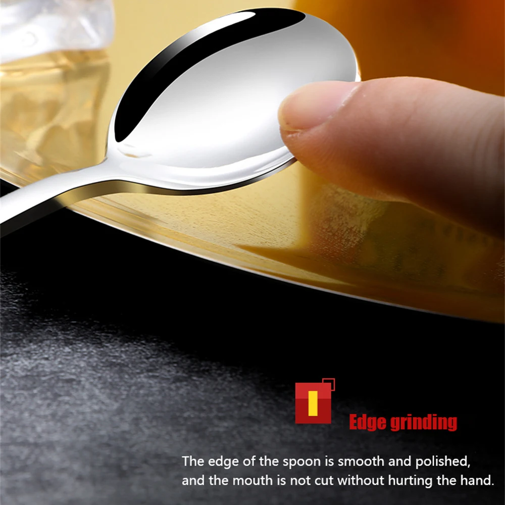 Stainless Steel Spoon Tea Spoon 1-10PCS 304 Stainless Steel Coffee Spoon Ice Cream Dessert Tea Stirring Spoon