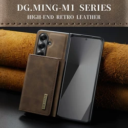 Leather Wallet Phone Case with Card Holder and Magnetic Closure - Anti - Drop 2 - in - 1 Design - Galaxy Z Fold4 (Coffee)