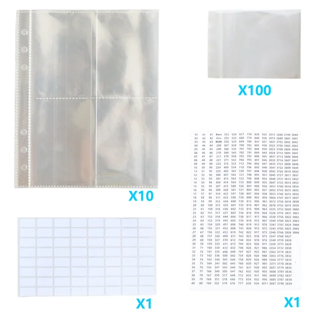 Diamond Painting Beads Storage Book PVC Album Binders Clear PP Loose Leaf  Organising Pockets with Number Sticker Plastic Bags