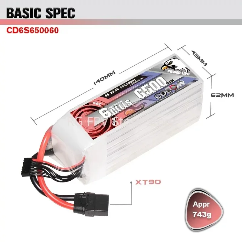 

CODDAR 6500MAH 6S 22.2V 60C Align Helicopter 90 Ducted Fixed Wing Multi-Axis Model LIPO