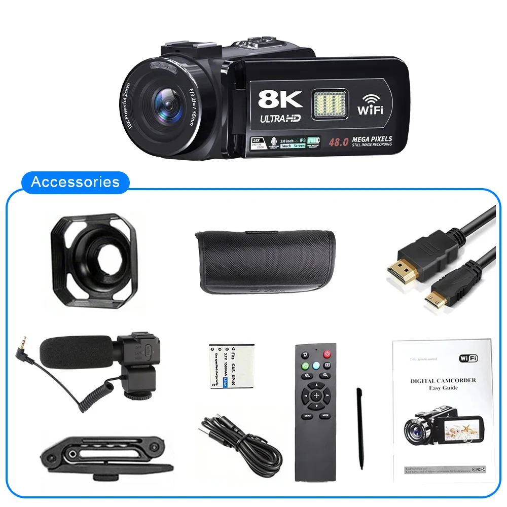 8K ULTRAHD ビデオカメラ Amazon | ビデオカメラ 4K録画 8000万画素 Vlogging カメラ 18倍