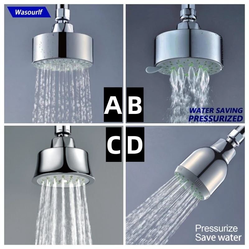 

WASOURLF Air Trubo Intake Rain Shower Head Wall Mounted Pressurized Water Saving ABS Chrome Plated Top Ceiling Shower Rose Hotel