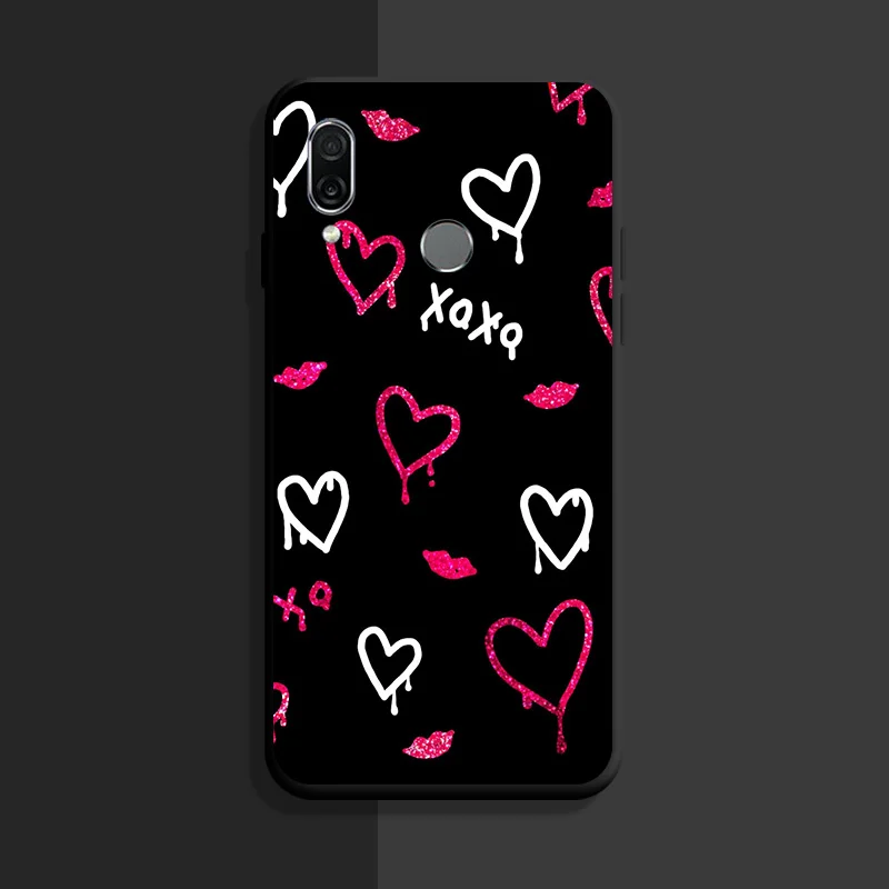 cases for meizu black Case For Meizu Note 9 Cover Soft TPU Silicone Black Protective Phone Bags for meizu Note9 Back Bumper Love Heart Shape Printing best meizu phone case design Cases For Meizu