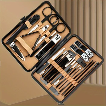 Professional 7/16/18-Piece Manicure & Pedicure Set – Stainless Steel Nail Grooming Kit with PU Leather Case 6