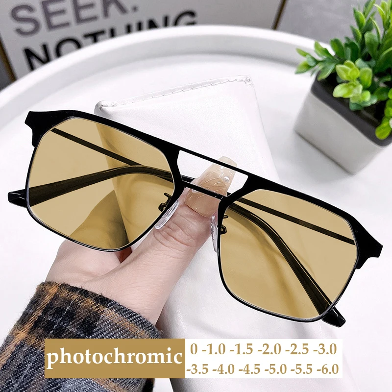 Occhiali Miopia A Doppio Raggio Di Lusso Con Diottrie 0 To -6.0 Fashion Trend Smart Outdoor Photochromic Short Sight Eyewear Googles