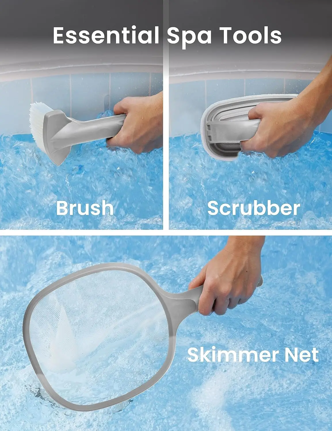 Rechargeable Spa Hot Tub Vacuum Cleaner Set Safety for Warm Cold Water Cleaner for Inflatable Spas Hot Tubs and Small Pools