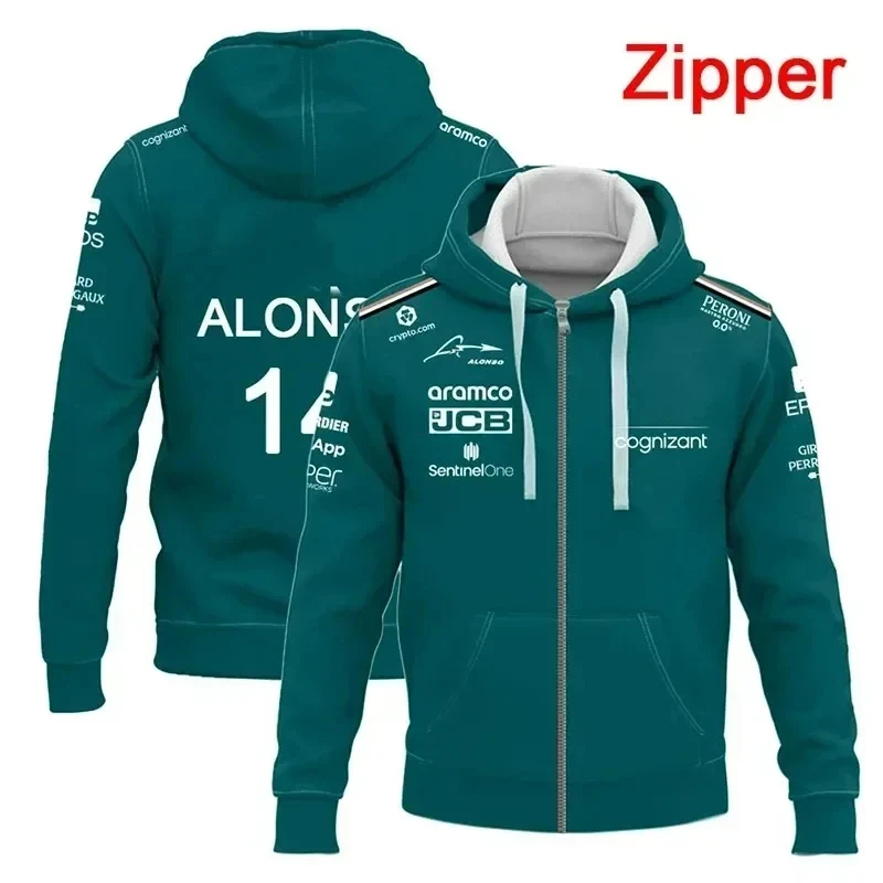 

Ropa deportiva para hombre y mujer, Sudadera con capucha de calle, cremallera de equipo F1 e impresiones 3D, talla 14, primavera