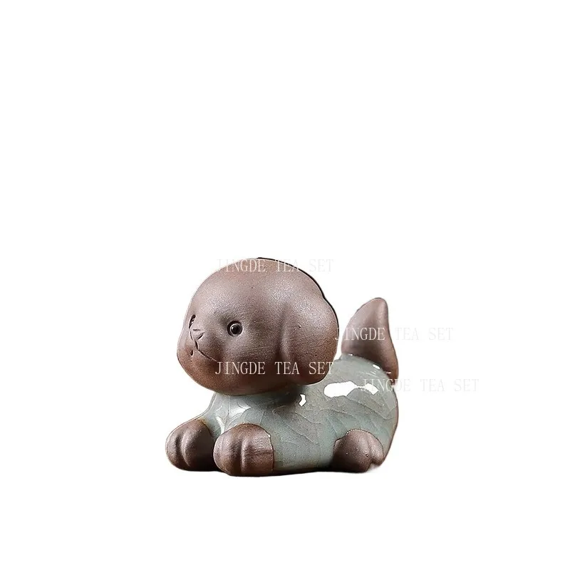Cute Puppy Attracts Wealth and Tea Pets Home Desktop Tea Play Accessories Mini Ge Kiln Crafts Tea Ceremony Accessories