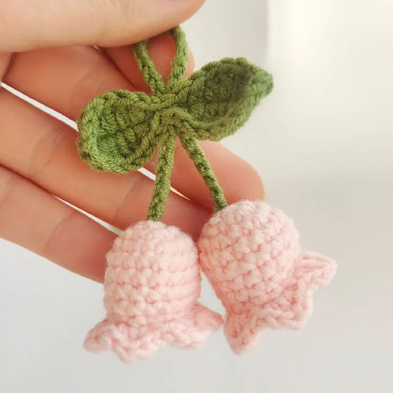 5pcs/Handmade Knitted Keychain Keyring For Women Girl Crocheted Wind Chimes Flower Bag Pendants Car Key Ring Handbag Charms Gift