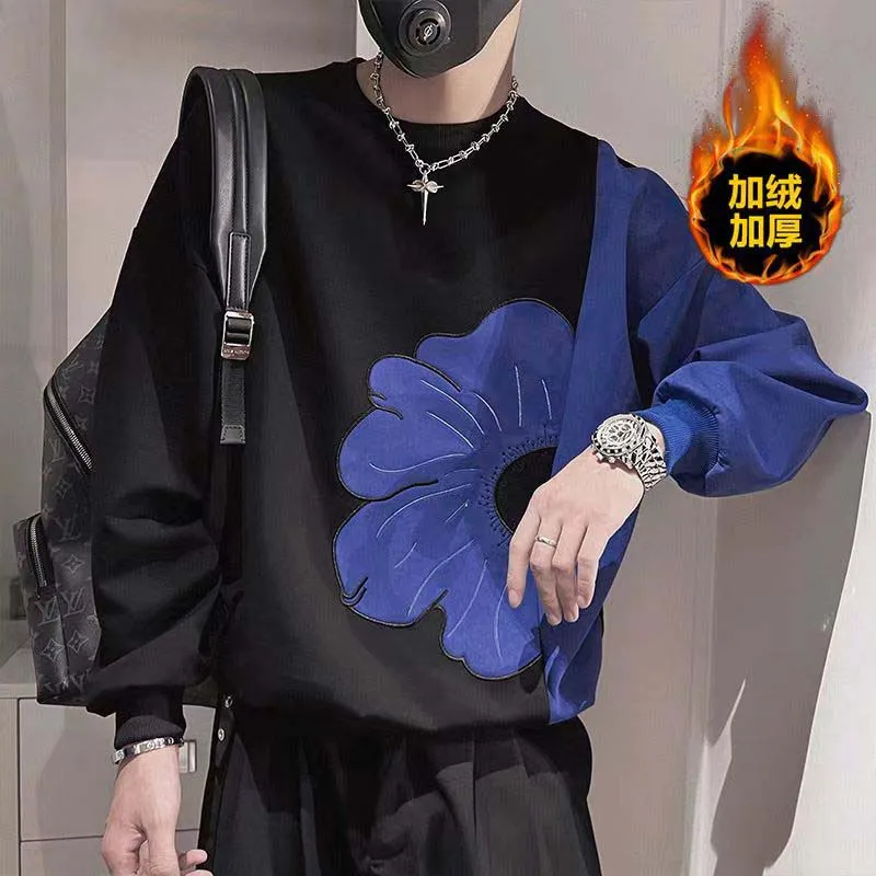 

Ins Fashion Brand Loose Sweatshirt Hipster Men's Heavyweight Long Sleeve T-shirt 2022 Men's Fleece Top Autumn And Winter Casual