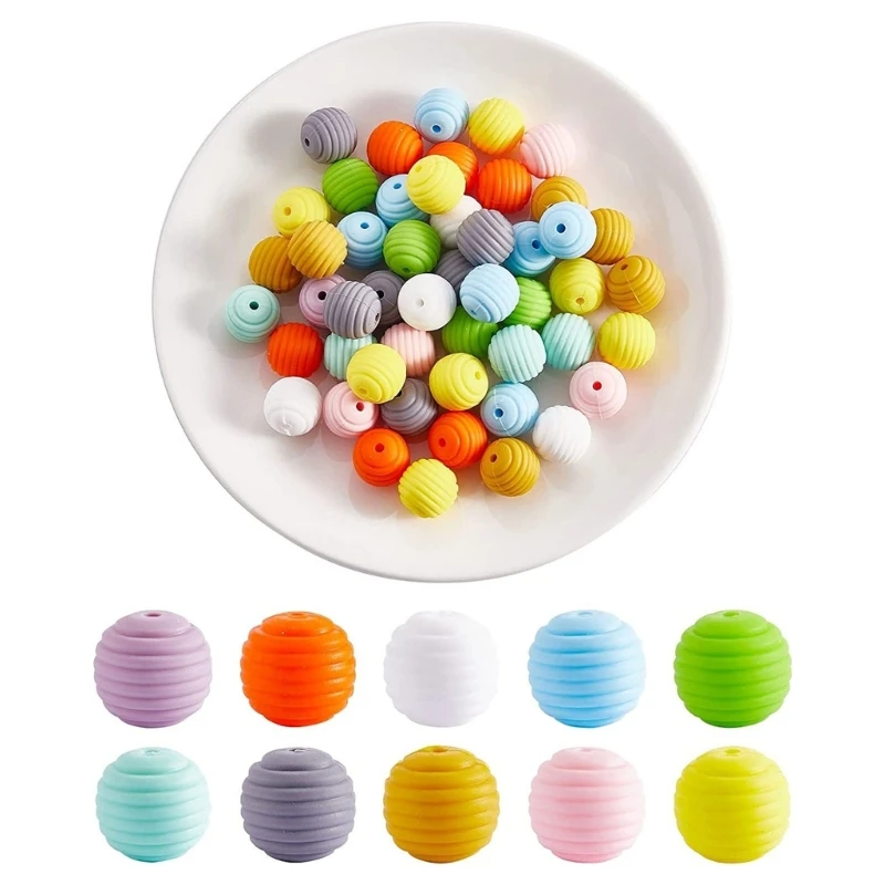 

100Pcs 15mm Silicone Beads Bulk for Keychain Making 10 Color Assorted Bead