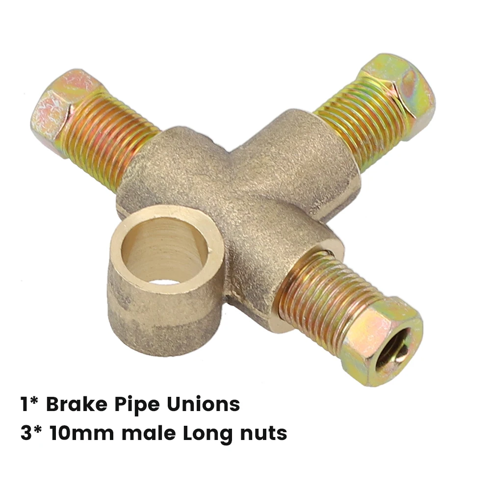 Brake Pipe Union 3 Way Brake T Piece Tee With 3 Male Nuts M10 3/16" Brake Pipe Unions Pipeline Accessories