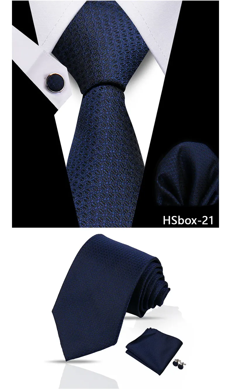 Mann Krawatte Set Luxus 8CM Krawatte Für Männer Business Einstecktuch Manschettenknöpfe 3 stücke Set Anzug Für Hochzeit bräutigam Trauzeuge Shirts Gravata – Detail 12