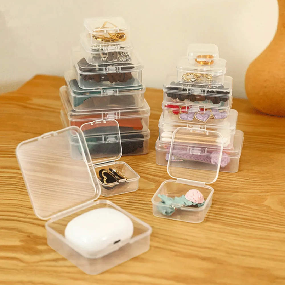 20Pcs 미니 투명 플라스틱 스토리지 박스 쥬얼리 장식 사무실 케이스 투명 주최자 다기능 휴대용 패키지 상자