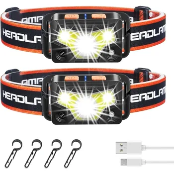 USB 충전식 핸즈프리 초경량 LED 모션 센서 헤드라이트, 휴대용 프론트 헤드 라이트, 낚시 손전등