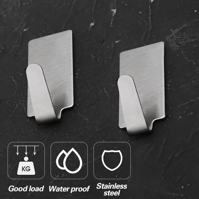 1/10Pcs Self Adhesive Hook Stainless Steel Heavy Wall Hanger Hook Bathroom  Organizer Towel Rack Multi-purpose Kitchen Rack Shelf - AliExpress