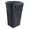 32 Gallon Heavy Duty Wheeled Plastic Garbage Can Attached Lid Black Transport Waste Indoor Outdoor Household Commercial Smooth 5