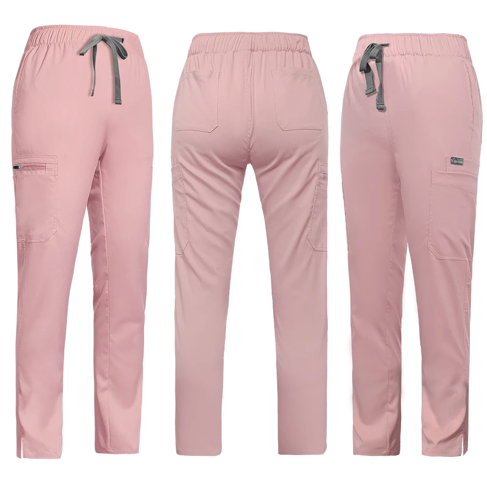 Hospital Nurse Scrub Workwear Pet Grooming Working Pant Surgery Medical Accessories Scrubs Women Pants Solid Color Elastic Waist