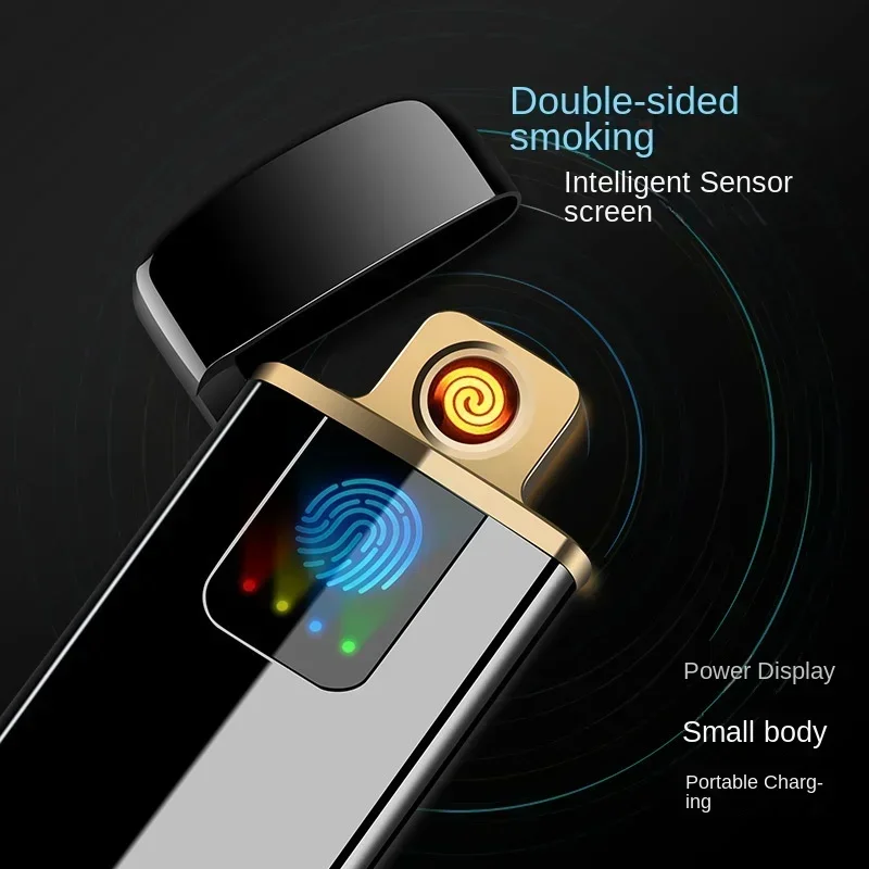 

Windproof Touch-Sensitive Screen Lighter, USB Rechargeable, Portable, Ultra-Thin, Personality Fashion