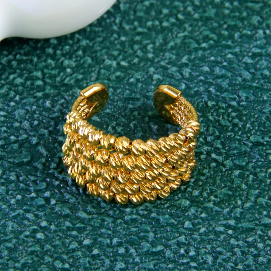 Luxuriöse arabische Braut-Hochzeitsringe, 21 Karat vergoldet, verstellbar, italienische Mode, Heiratsring, Dubai, Naher Osten, Damen-Party-Schmuck – Detail 6
