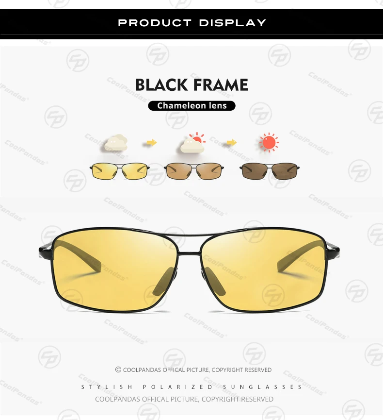 CoolPandas Männer Polarisierte Sonnenbrille Photochrome Gläser Für Fahren Anti-glare Brille zonnebril heren nachtsicht linsen – Detail 8