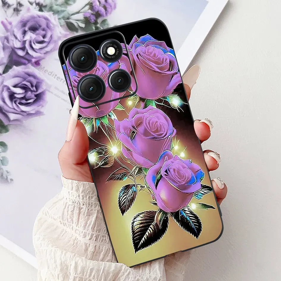 Floral Bamboo Cat Cartoon Soft Silicone Back Cover