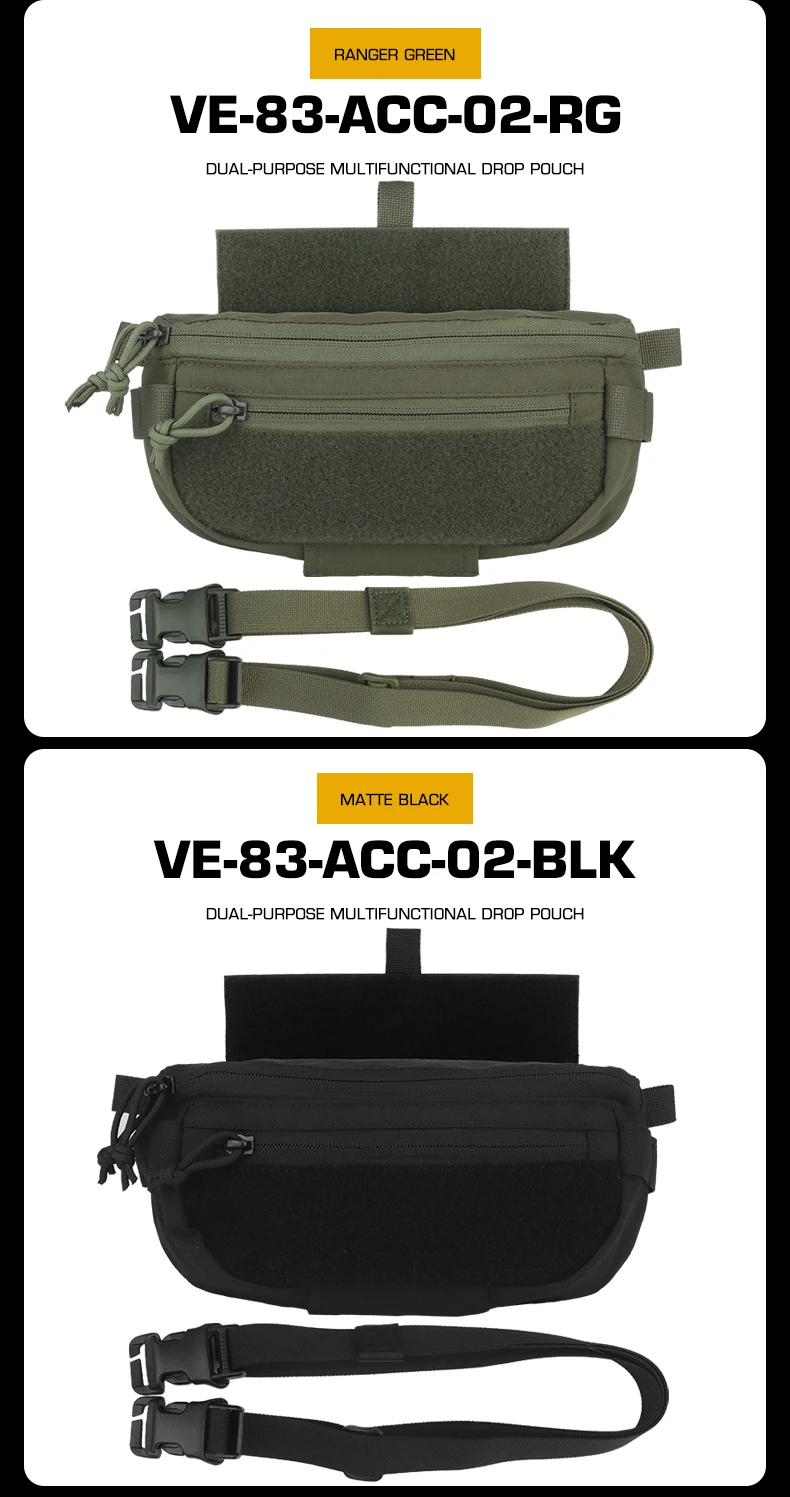 Tactical Drop Pouch Hanger Pouch Compact Abdominal Dangler Pack Quick Release Shoulder Bag Vest Plate Carrier Airsoft Gear