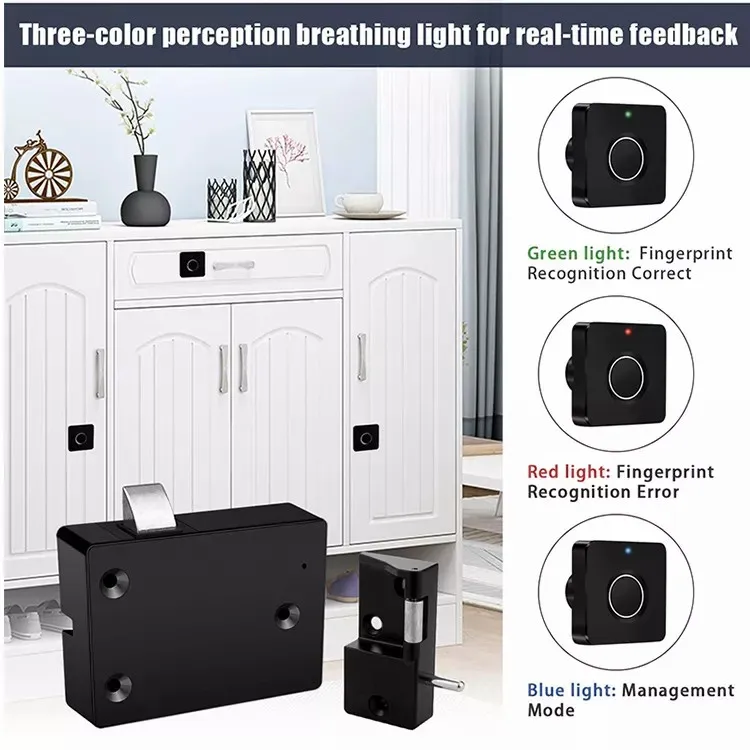 

Smart Fingerprint Drawer Lock Home Security Anti-theft USB Charging Keyless Biometric Ofiice Wooden Box Electronic Cabinet Lock
