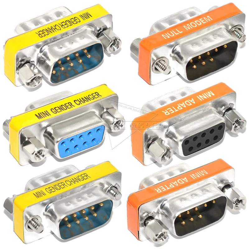 

DB9 9Pin Male to Female/Male to Male/Female to Female/ Mini Gender Changer Adapter RS232 Serial plug Com Connector