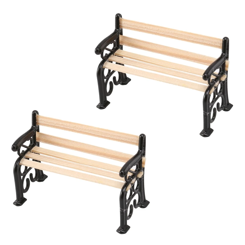

New 2X 1/24 Dollhouse Miniature Garden Patio Furniture Park Bench