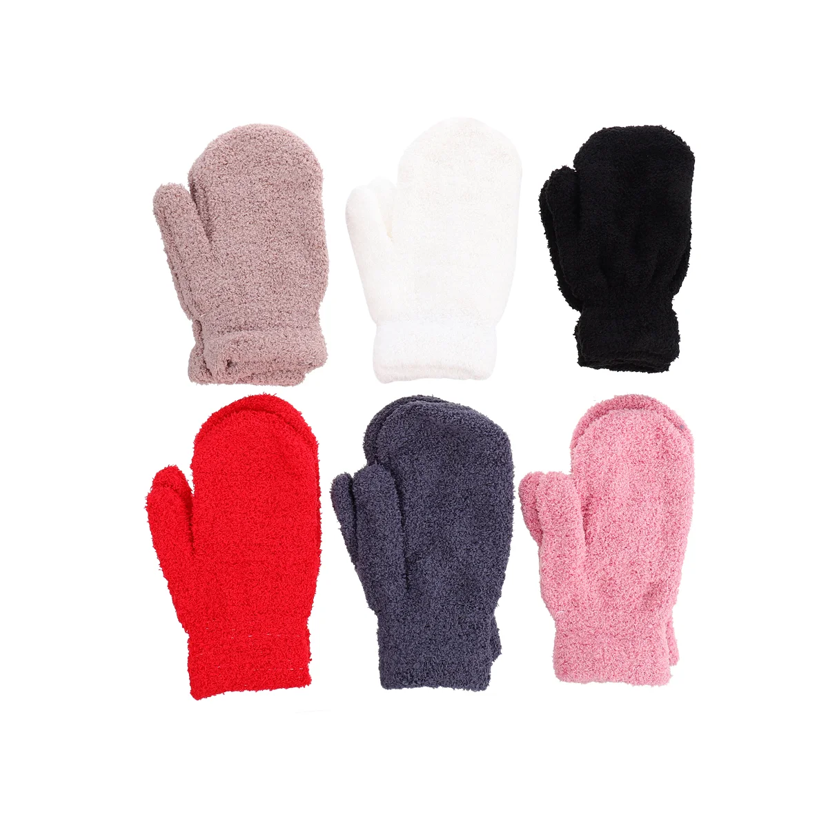 

6 Pairs Warm Hands Half Fleece Gloves Toddler Biking Winter Mittens Full Finger