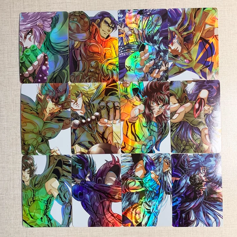 

12pcs/set Anime Saint Seiya Rare Characters Around 12 Gold Saint Flash Collection Card Childrens Toy Hobbies Collection Toy Gift