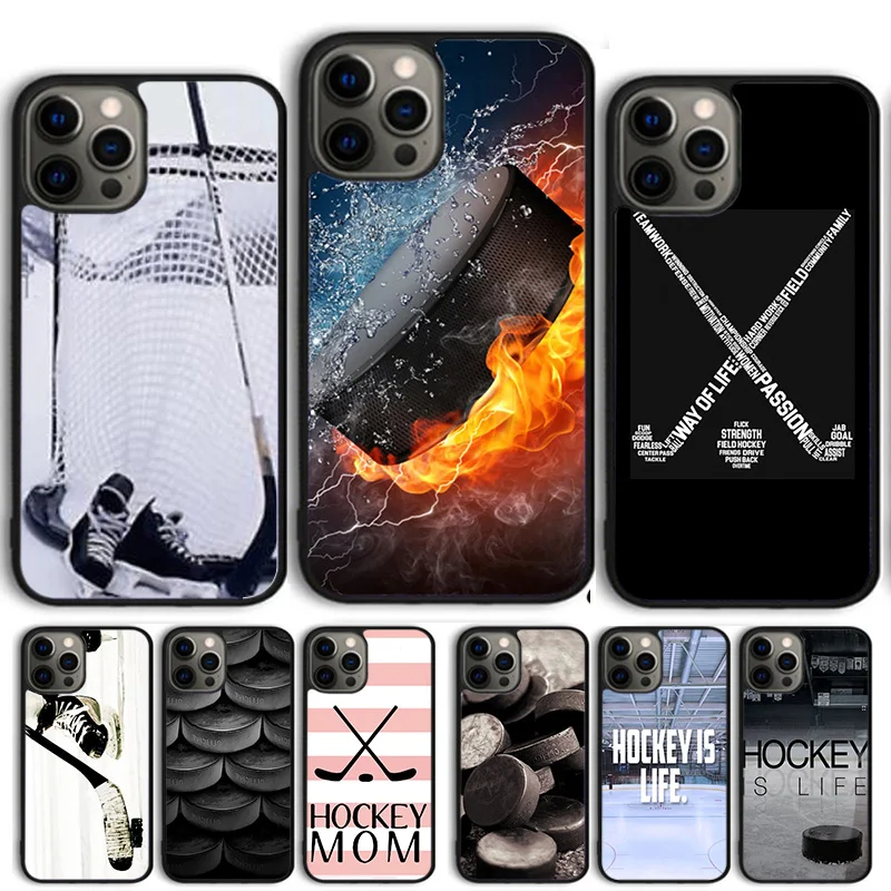 Hockey Stick and Puck Phone Case For iPhone 14 13 12 Mini XR XS Max Cover For Apple iPhone 14 11