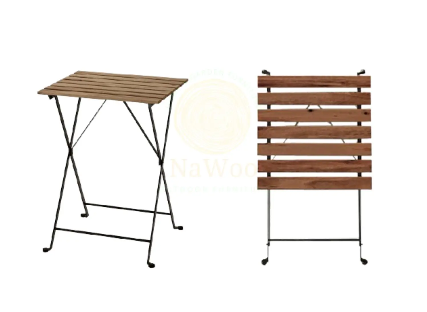 Kanhome Bestseller Factory Price Outdoor Wood 3PCS Coffee Bistro Balcony Set Folding Garden Chair and Table Set from Vietnam