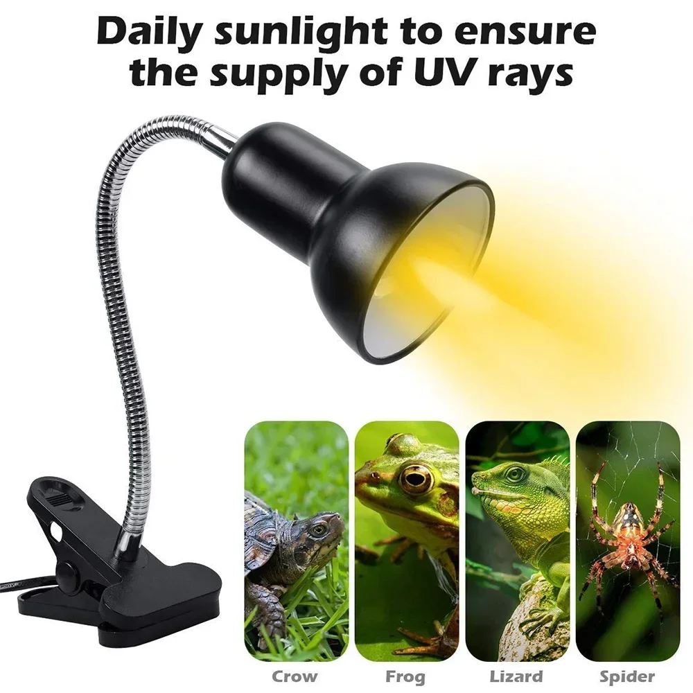 Dimmable E27 Reptile Lamp Holder Clip Heating Lamp Terrarium Light Turtles Heat Lampshade for Bivarium Lizard Kennel
