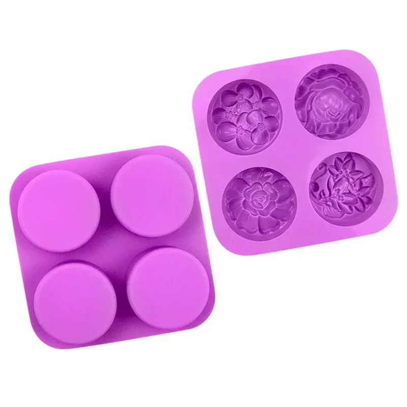 Silicone Mold Baking Mold 3D Relief Flower Silicone Soap Mold Handmade Round Soap Making Kit Chocolate Cookie Cake Decoration Baking Tools Home Decor Gift