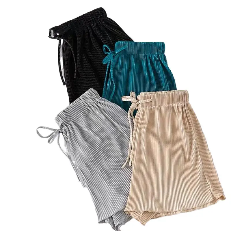 

Short Pants Women Summer Solid Drawstring High Waist Shorts Casual Loose Comfortable Soft Short Pants -