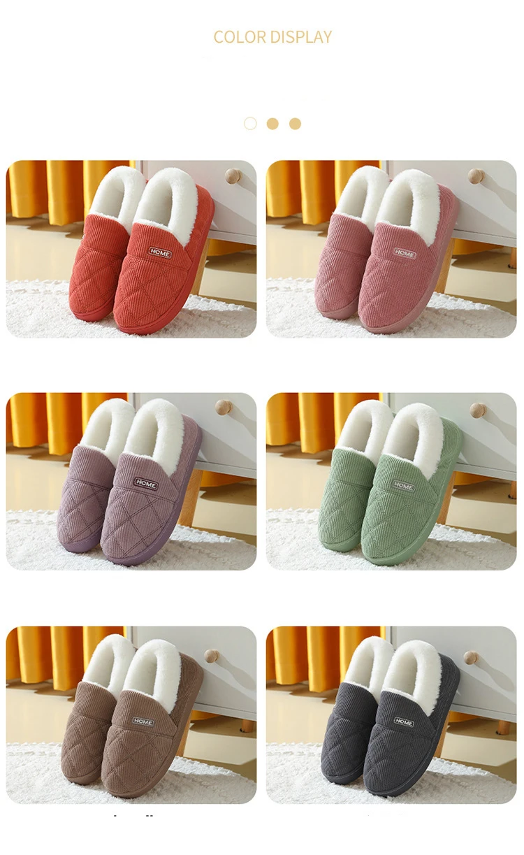 Comwarm Damen-Hausschuhe aus Pelz-Plüsch-Baumwolle für den Innenbereich, weich, gemütlich, flauschig, für Paare, Schlafzimmer, pelzige Rutschen, Winter, warme, flauschige Hausschuhe – Detail 5