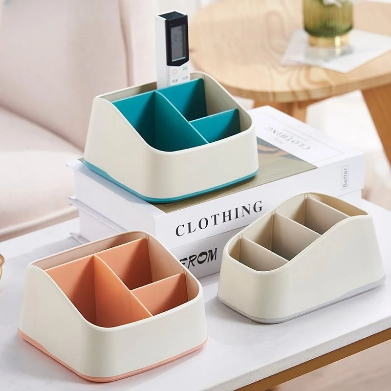 

Remote Control Holder 4 Slot Desktop Storage Box TV Remote Control Phone Storage Holder Stationery Organizer Home Organizer