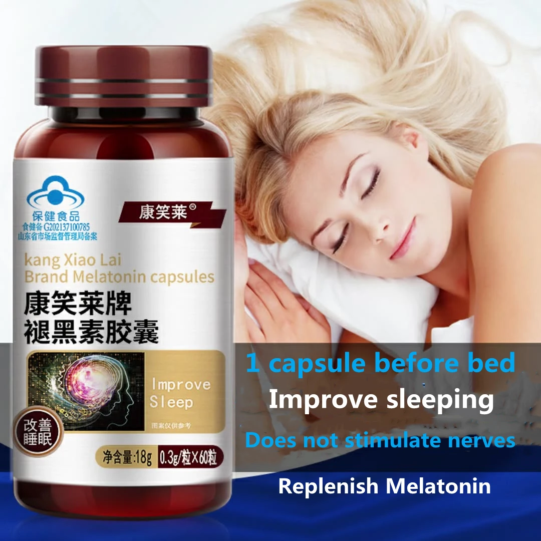 60pcs/Box Melatonin Capsules Vitamin B6 High Content Help Improve Sleep Save Insomnia Boost Immune System Night Time Aid |