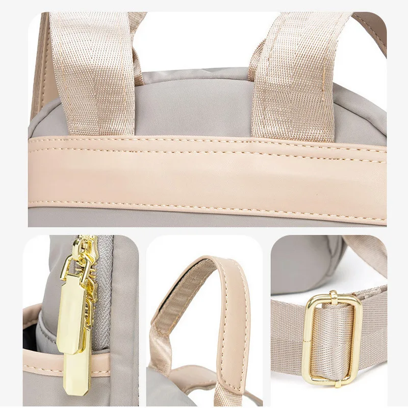 Casual Backpacks for Women Solid Color Bookbags Simple Style Backbags Durable Oxford Cloth Portable Travel Bags Adjustable Belt
